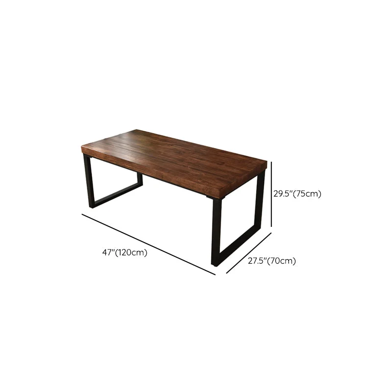 Bureau d'ordinateur industriel en bois massif au fini antique avec pieds en métal Clearhalo