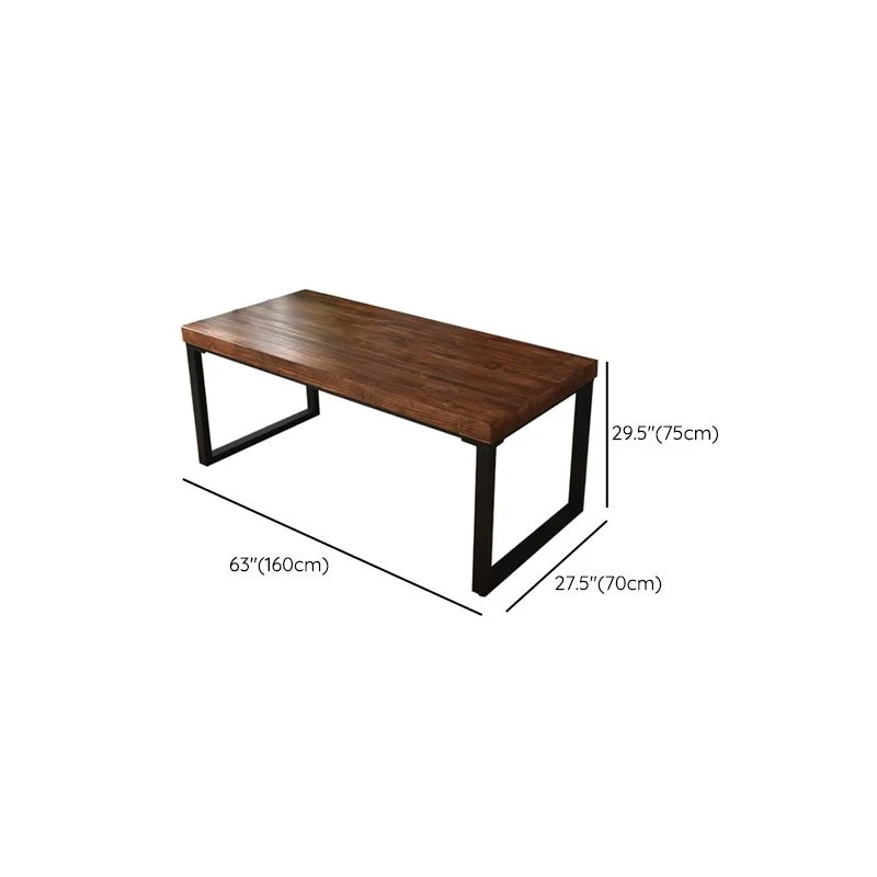 Bureau d'ordinateur industriel en bois massif au fini antique avec pieds en métal Clearhalo