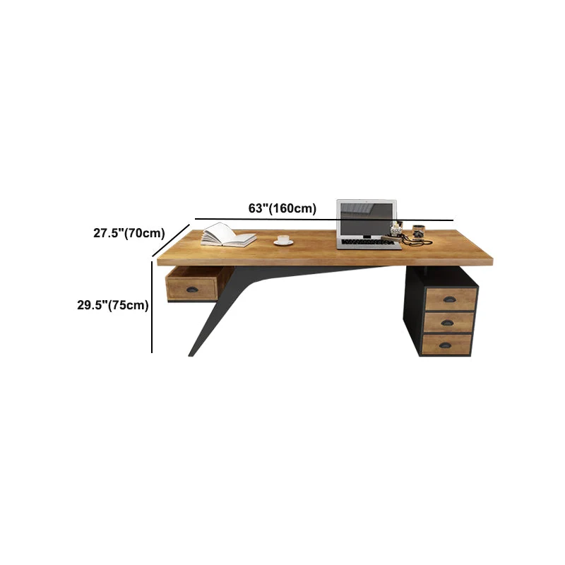 Bureau d'ordinateur industriel marron, bureau sur pied, pour la maison ou le bureau Clearhalo