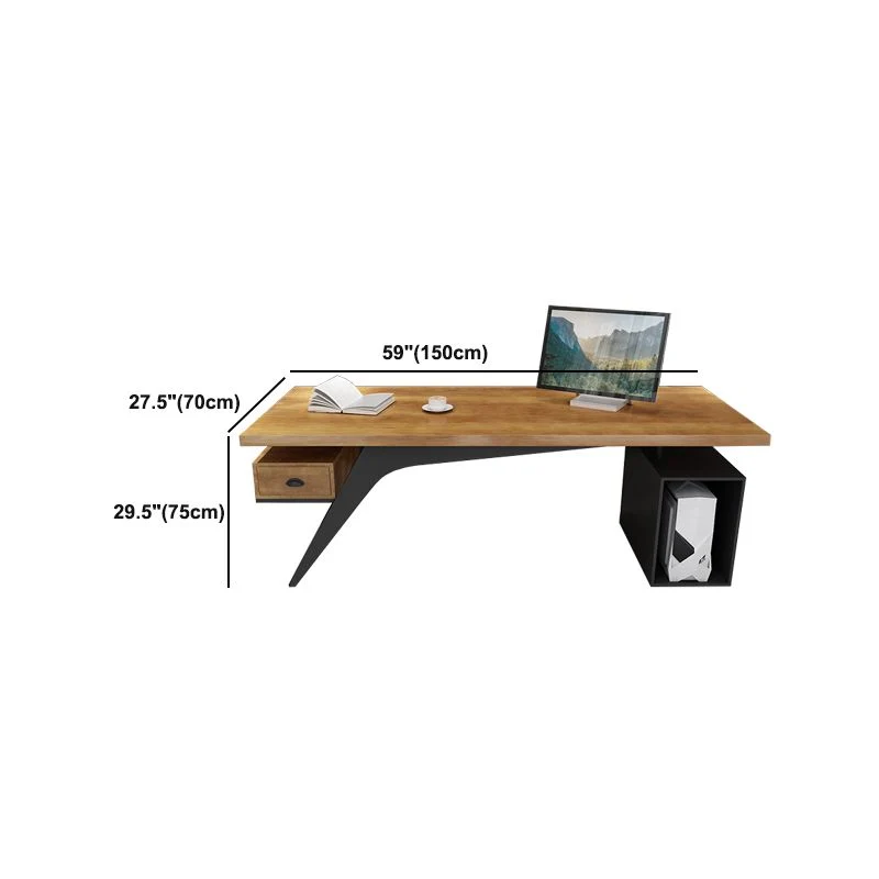 Bureau d'ordinateur industriel marron, bureau sur pied, pour la maison ou le bureau Clearhalo