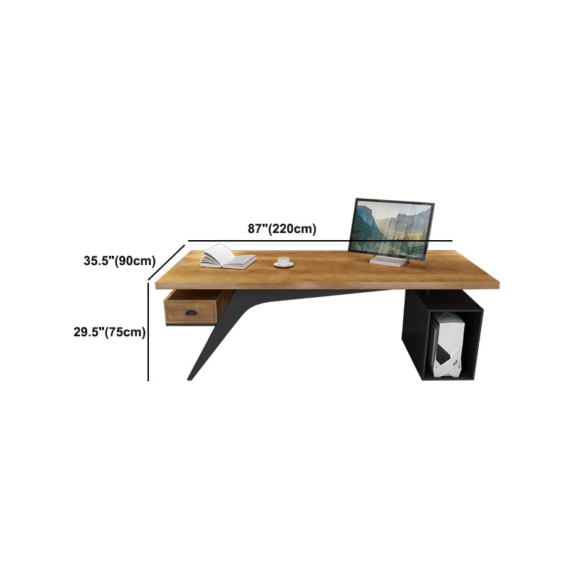 Bureau d'ordinateur industriel marron, bureau sur pied, pour la maison ou le bureau Clearhalo