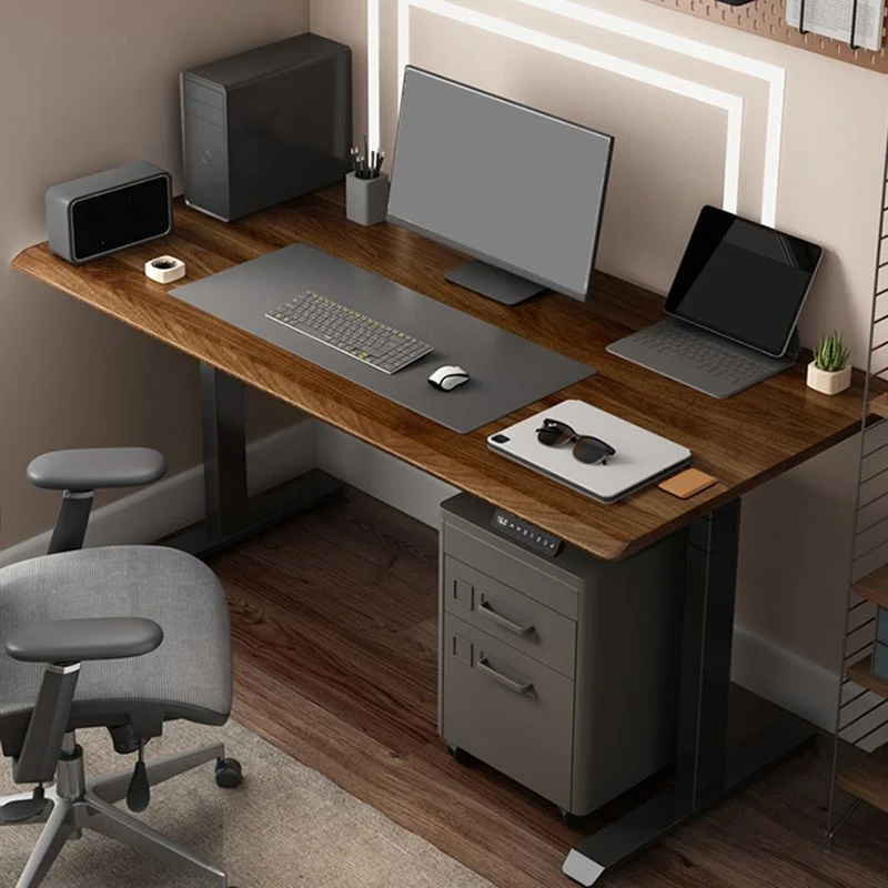 Bureau d'ordinateur de levage électrique moderne, chambre à coucher, jambes en acier, bureau d'écriture Clearhalo