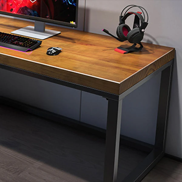 Bureau d'ordinateur moderne de 29,53 po de haut, bureau de jeu rectangulaire en bois massif Clearhalo