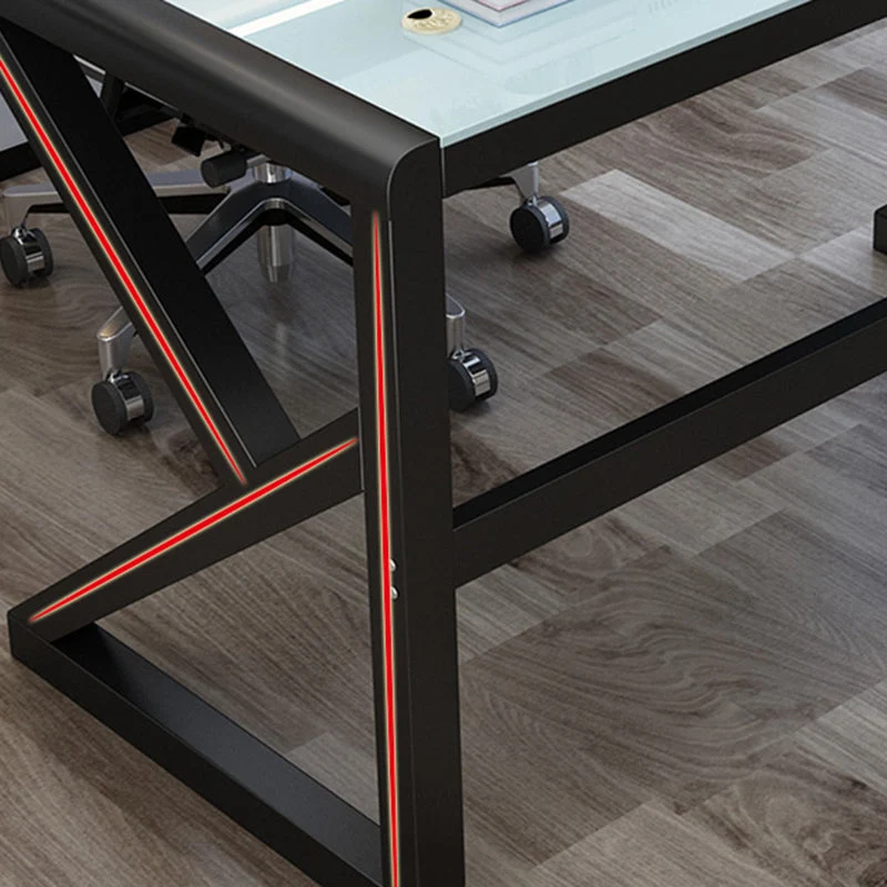Bureau d'ordinateur moderne avec plateau en verre, bureau de jeu de 29,53 pouces de hauteur avec pieds en acier Clearhalo