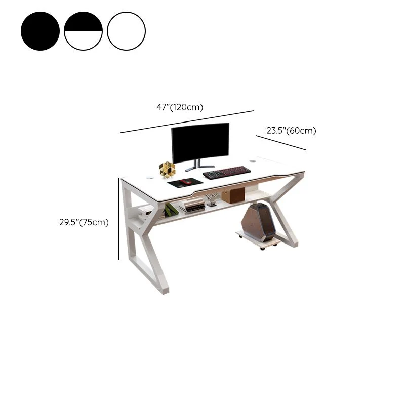 Bureau d'ordinateur moderne en bois avec finition antique et pieds en métal Clearhalo