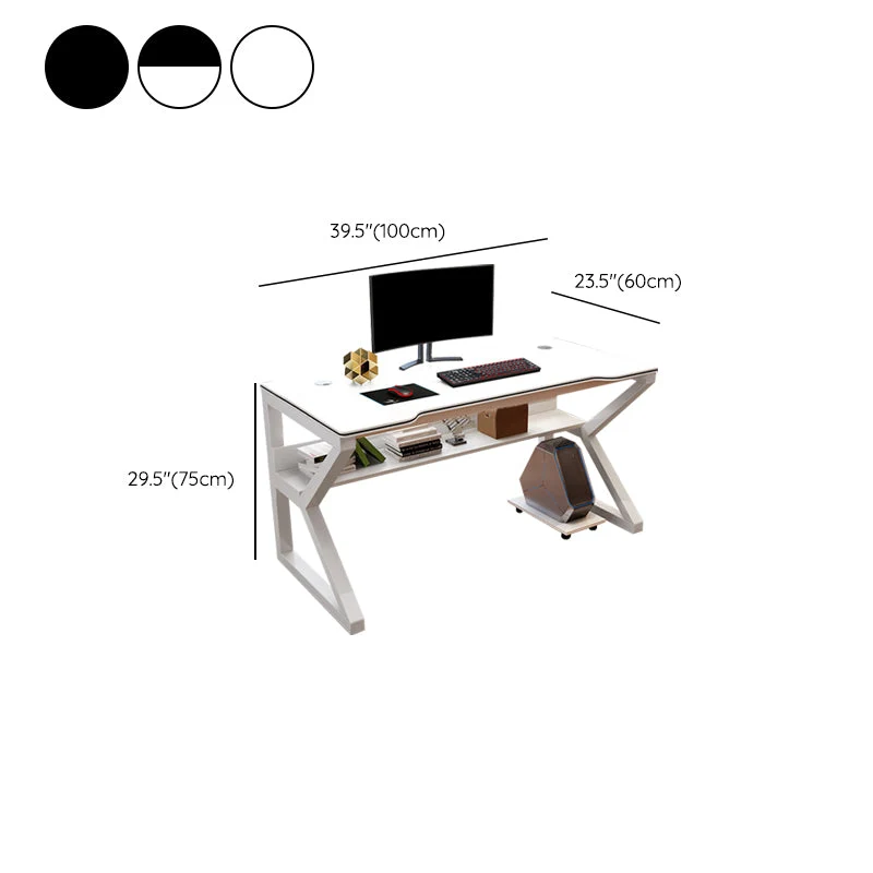 Bureau d'ordinateur moderne en bois avec finition antique et pieds en métal Clearhalo