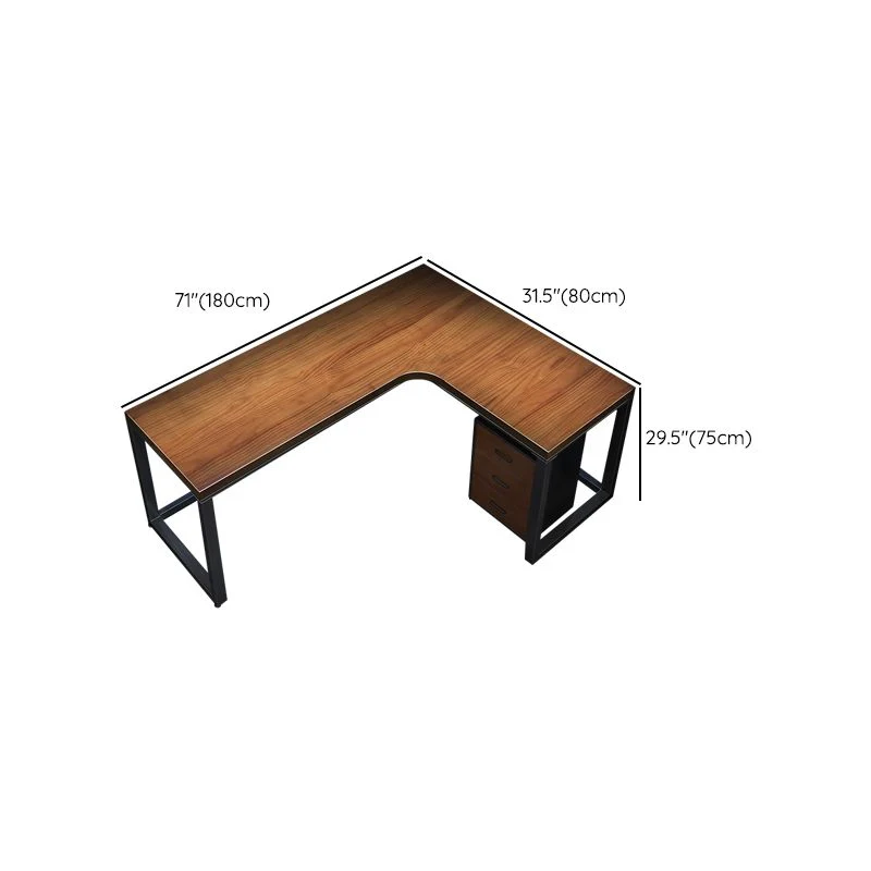 Bureau d'ordinateur moderne en bois massif, Base en forme de L, bureau à domicile Clearhalo