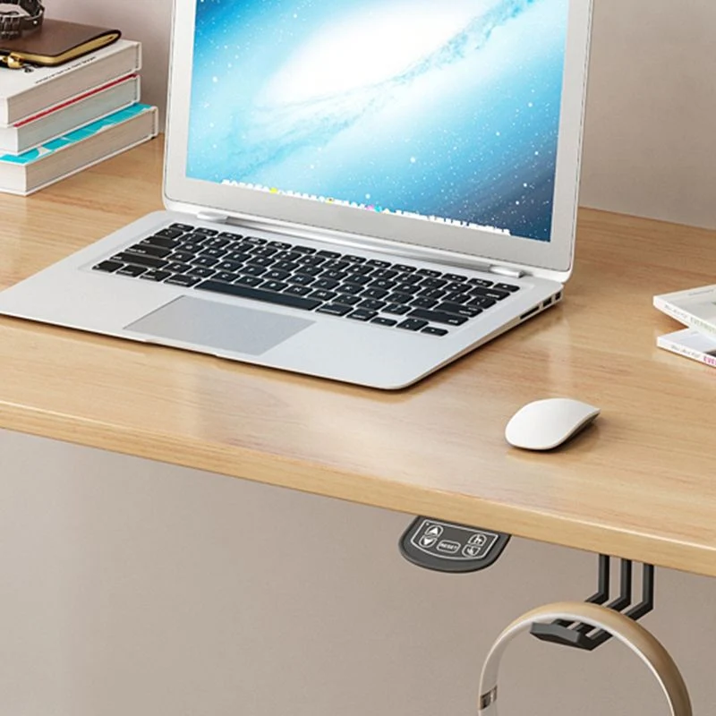 Bureau d'ordinateur moderne en bois massif, bureau de travail de forme rectangulaire avec 2 pieds pour la maison Clearhalo