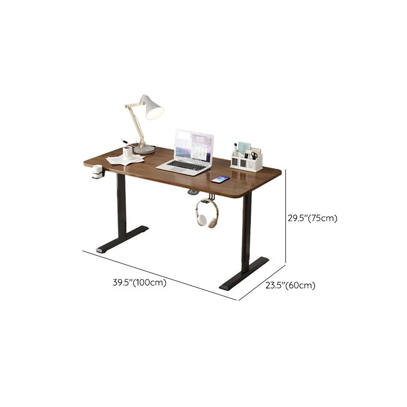 Bureau d'ordinateur moderne en bois massif, bureau de travail de forme rectangulaire avec 2 pieds pour la maison Clearhalo