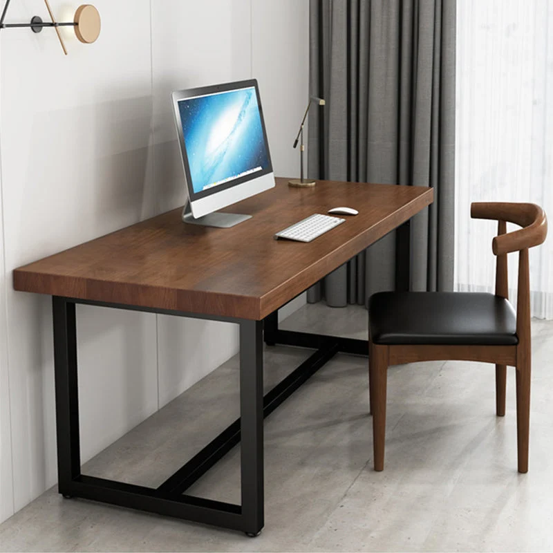Bureau d'ordinateur moderne en bois massif, bureaux de travail de forme rectangulaire avec pieds pour la maison Clearhalo