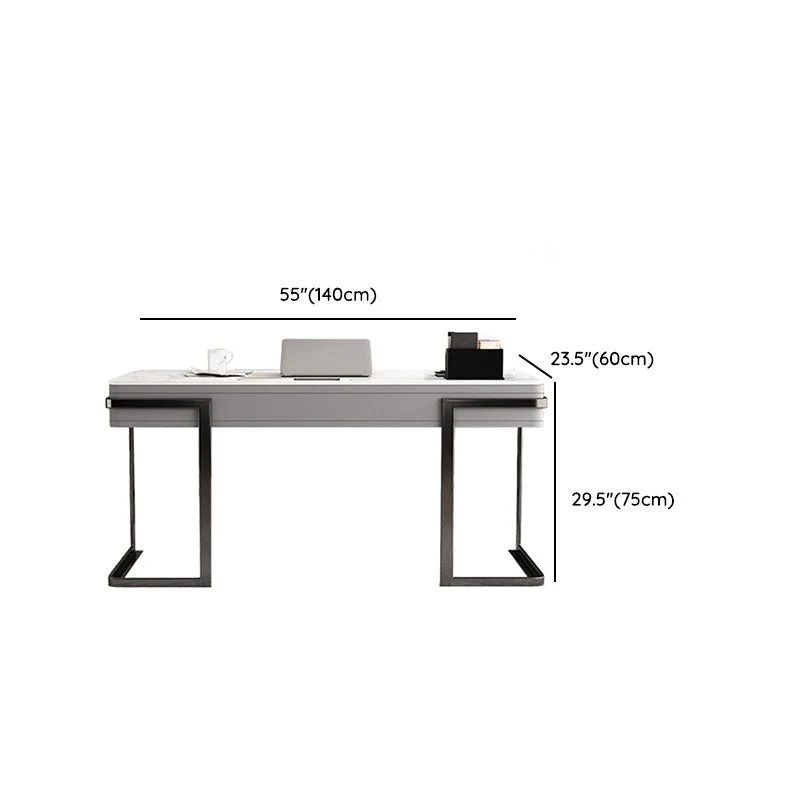 Bureau d'ordinateur moderne au fini antique avec 2 tiroirs Clearhalo