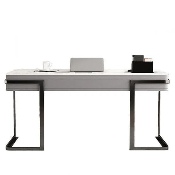 Bureau d'ordinateur moderne au fini antique avec 2 tiroirs Clearhalo