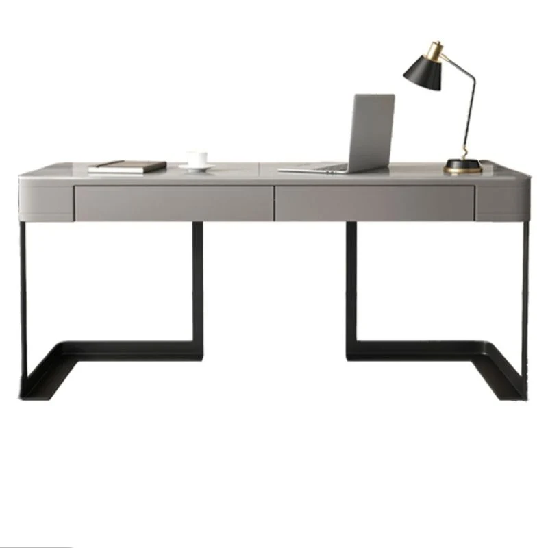 Bureau d'ordinateur moderne au fini antique avec 2 tiroirs de rangement Clearhalo