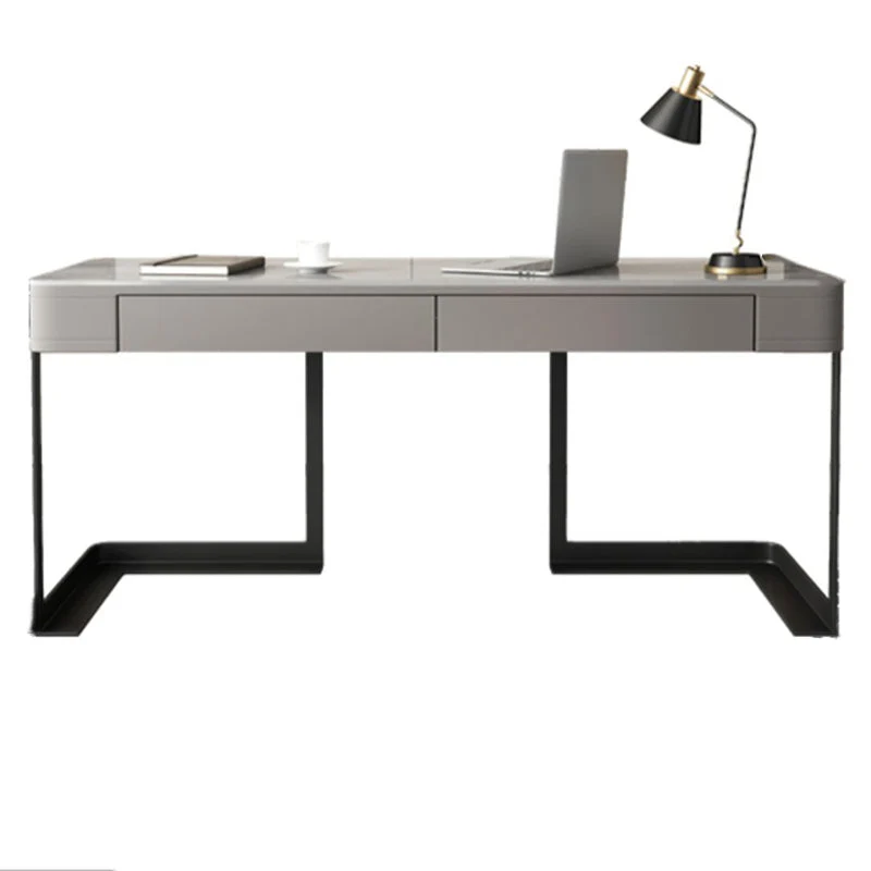 Bureau d'ordinateur moderne au fini antique avec 2 tiroirs de rangement Clearhalo
