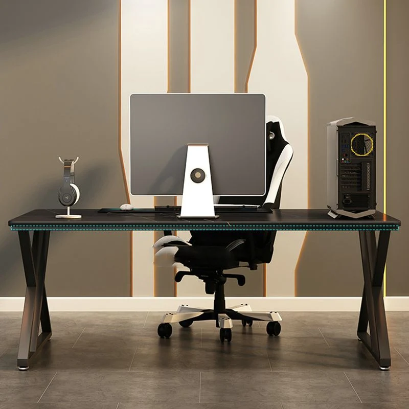 Bureau d'ordinateur moderne au fini antique avec pieds en métal Clearhalo