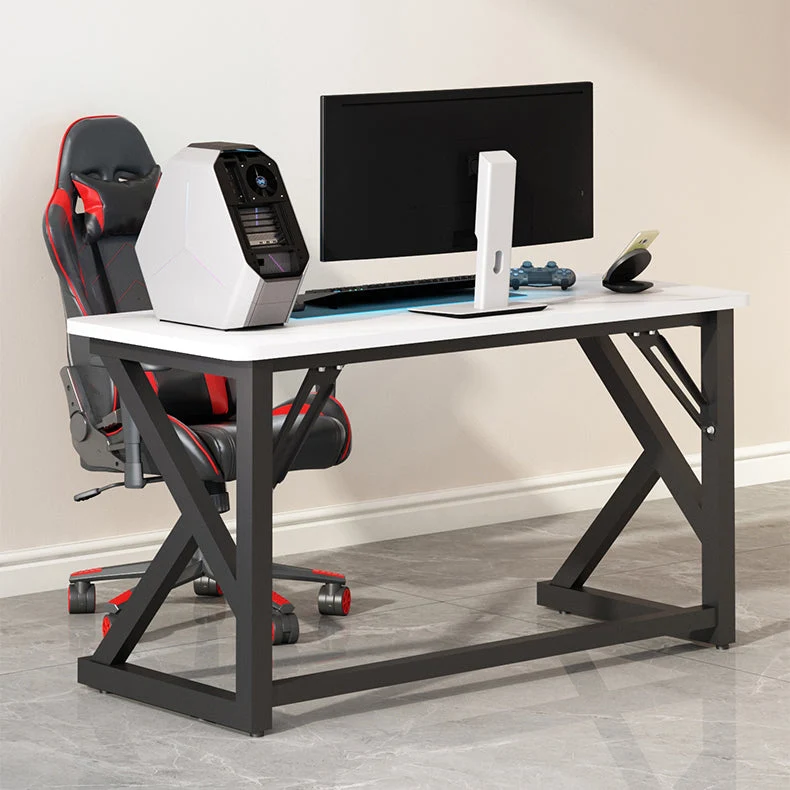 Bureau d'ordinateur moderne en pierre de 29,53 pouces de hauteur avec pieds en fer Clearhalo