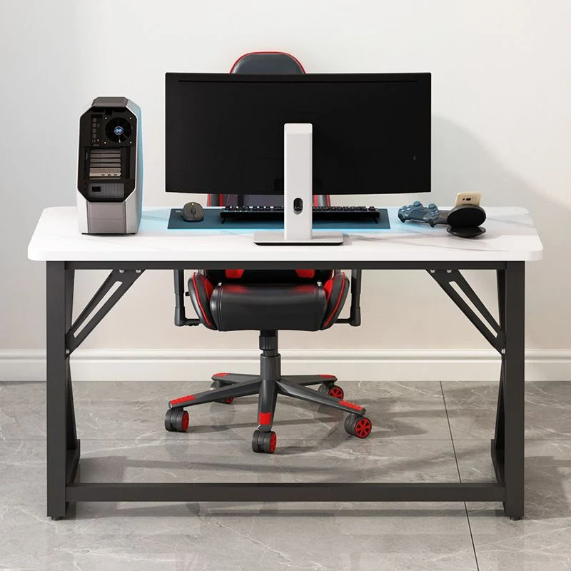 Bureau d'ordinateur moderne en pierre de 29,53 pouces de hauteur avec pieds en fer Clearhalo