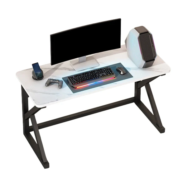 Bureau d'ordinateur moderne en pierre de 29,53 pouces de hauteur avec pieds en fer Clearhalo