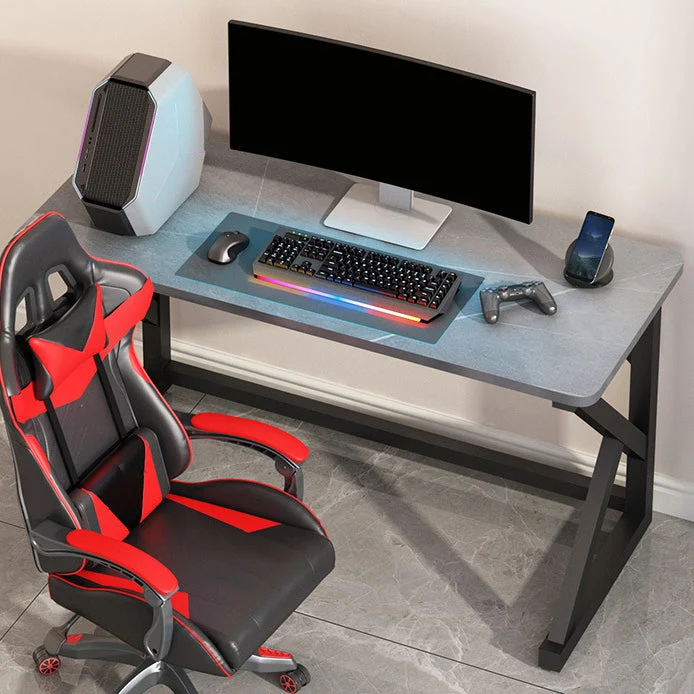 Bureau d'ordinateur moderne en pierre de 29,53 pouces de hauteur avec pieds en fer Clearhalo