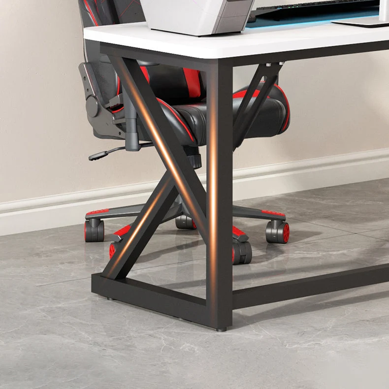 Bureau d'ordinateur moderne en pierre de 29,53 pouces de hauteur avec pieds en fer Clearhalo