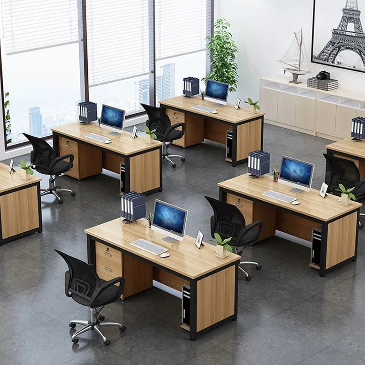 Bureau d'ordinateur moderne rectangulaire en bois manufacturé avec tiroir verrouillable Clearhalo