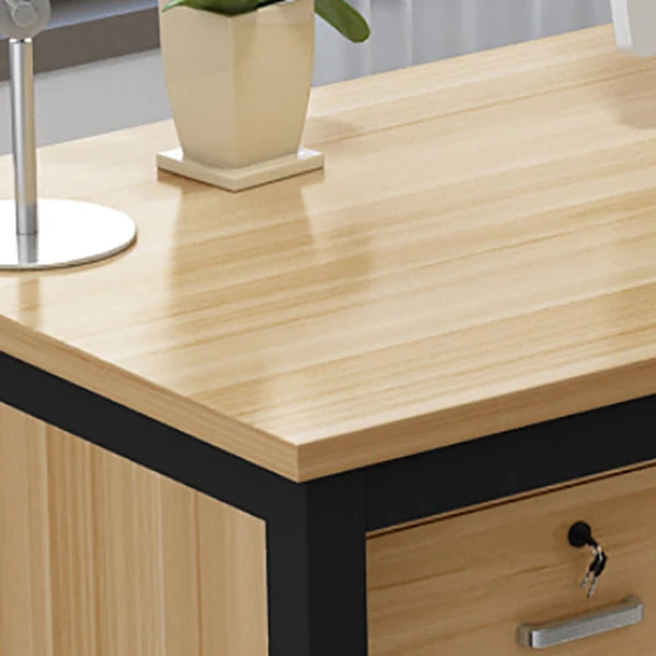 Bureau d'ordinateur moderne rectangulaire en bois manufacturé avec tiroir verrouillable Clearhalo