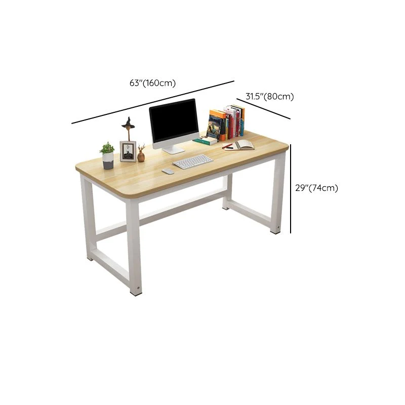 Bureau d'ordinateur moderne rectangulaire, finition antique, avec pieds en métal Clearhalo