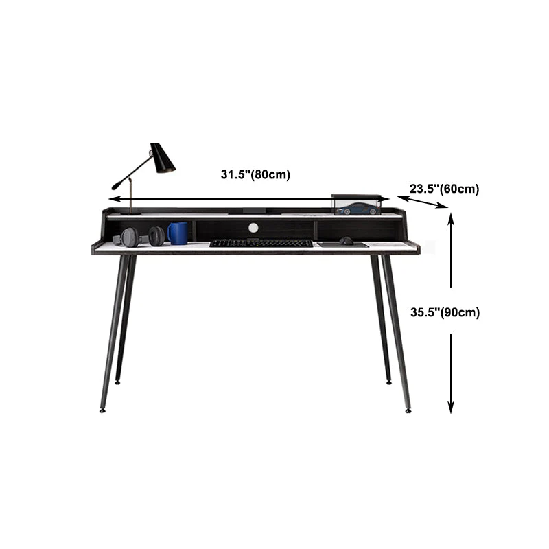 Bureau d'ordinateur en pierre de style industriel, bureau rectangulaire Clearhalo