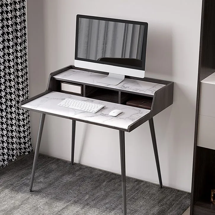 Bureau d'ordinateur en pierre de style industriel, bureau rectangulaire Clearhalo