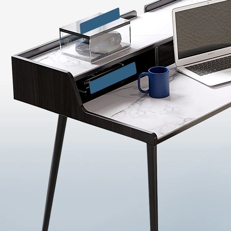Bureau d'ordinateur en pierre de style industriel, bureau rectangulaire Clearhalo