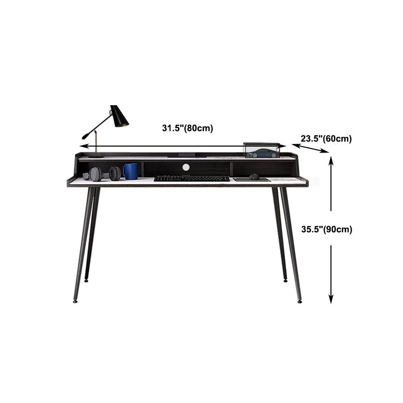 Bureau d'ordinateur en pierre de style industriel, bureau rectangulaire Clearhalo