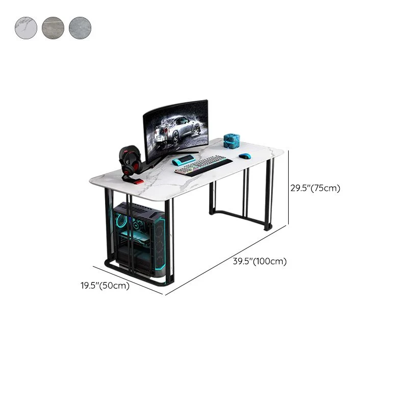 Bureau d'ordinateur en pierre de Style moderne, Table d'écriture de forme rectangulaire avec 2 pieds pour la maison Clearhalo
