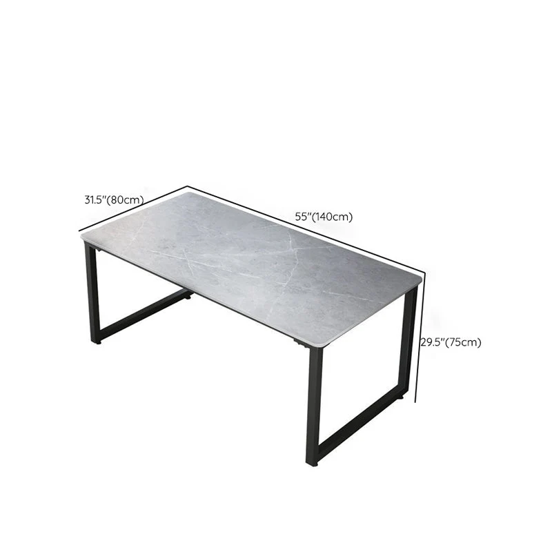Bureau d'ordinateur rectangulaire avec pieds en métal en forme de H Clearhalo
