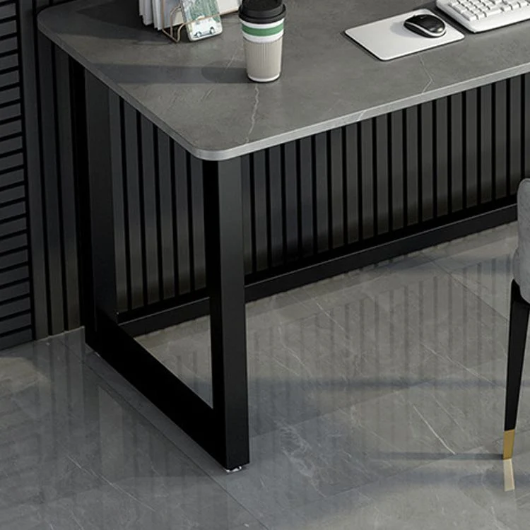 Bureau d'ordinateur rectangulaire avec pieds en métal en forme de H Clearhalo