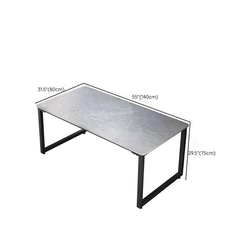 Bureau d'ordinateur rectangulaire avec pieds en métal en forme de H Clearhalo