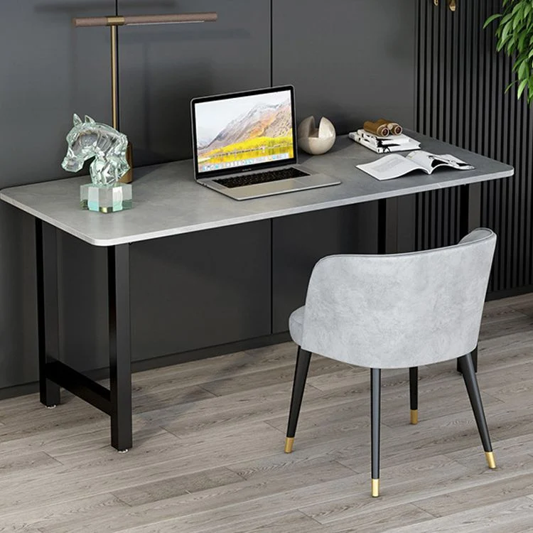 Bureau d'ordinateur rectangulaire avec pieds en métal en forme de H Clearhalo