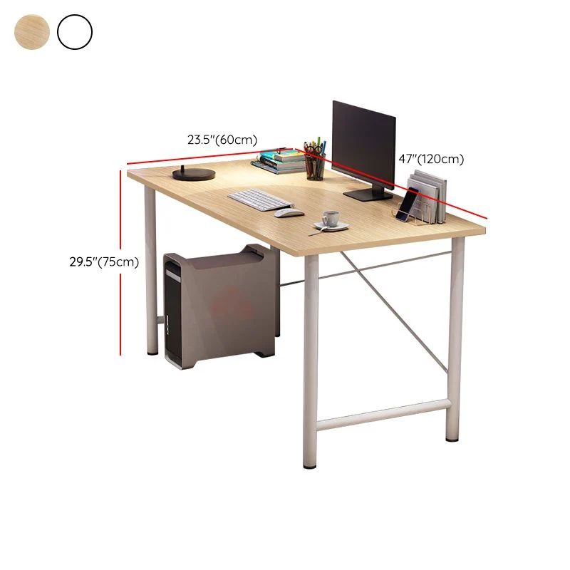 Bureau d'ordinateur rectangulaire en bois au fini antique avec pieds en métal Clearhalo