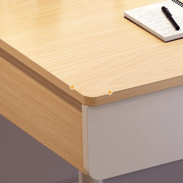 Bureau d'ordinateur rectangulaire en bois au fini antique avec pieds en métal Clearhalo