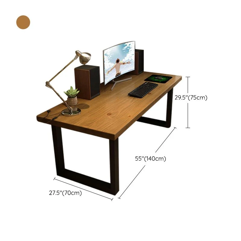 Bureau d'ordinateur rectangulaire en bois massif, base traîneau, hauteur de 29,53 pouces Clearhalo
