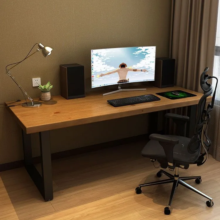 Bureau d'ordinateur rectangulaire en bois massif, base traîneau, hauteur de 29,53 pouces Clearhalo
