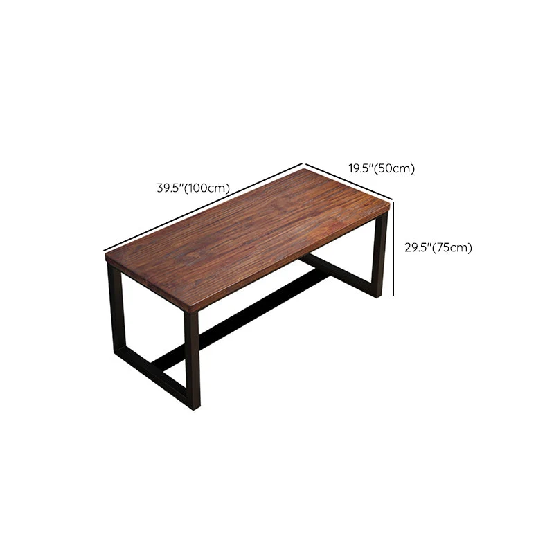 Bureau d'ordinateur rectangulaire en bois massif, finition Antique, avec pieds en métal Clearhalo