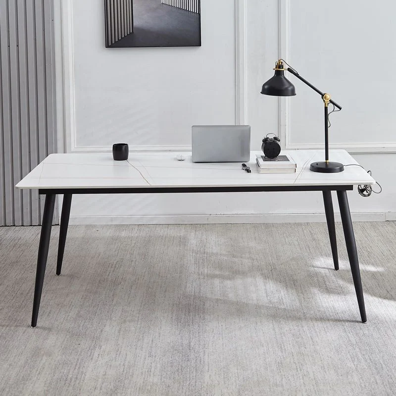 Bureau d'ordinateur rectangulaire contemporain avec pieds en métal Clearhalo