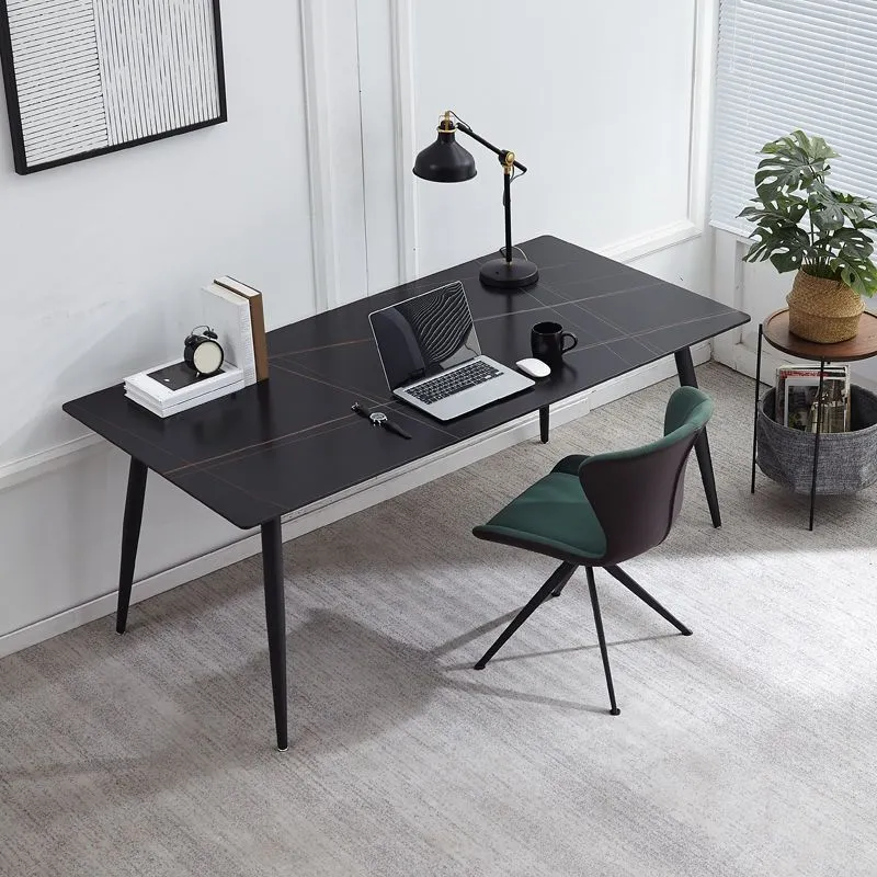 Bureau d'ordinateur rectangulaire contemporain avec pieds en métal Clearhalo