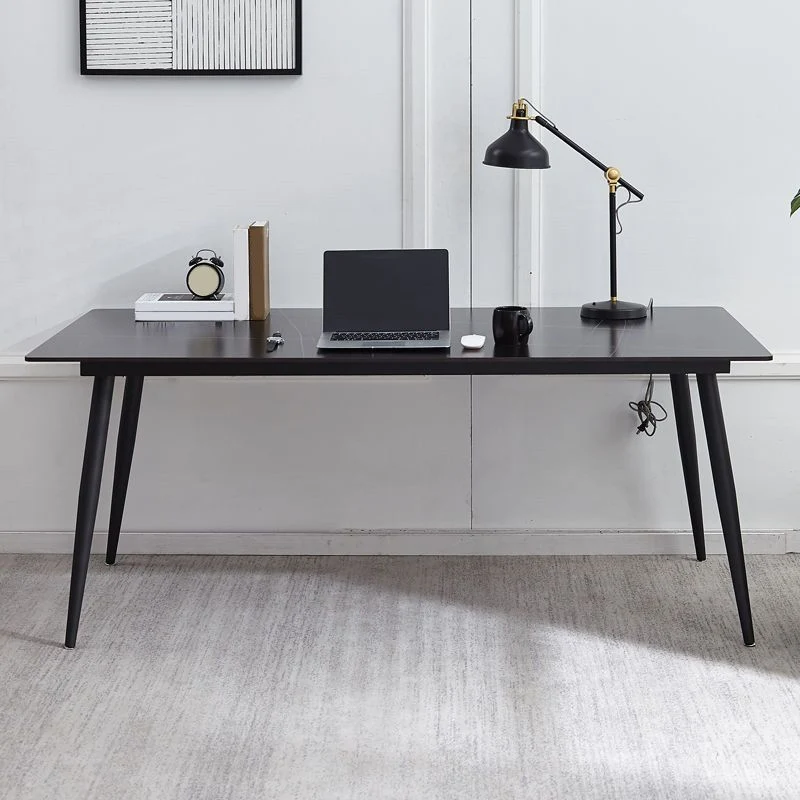Bureau d'ordinateur rectangulaire contemporain avec pieds en métal Clearhalo