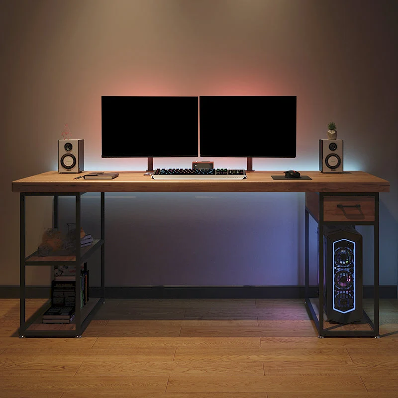 Bureau d'ordinateur rectangulaire contemporain, bureau en bois massif avec pieds Clearhalo