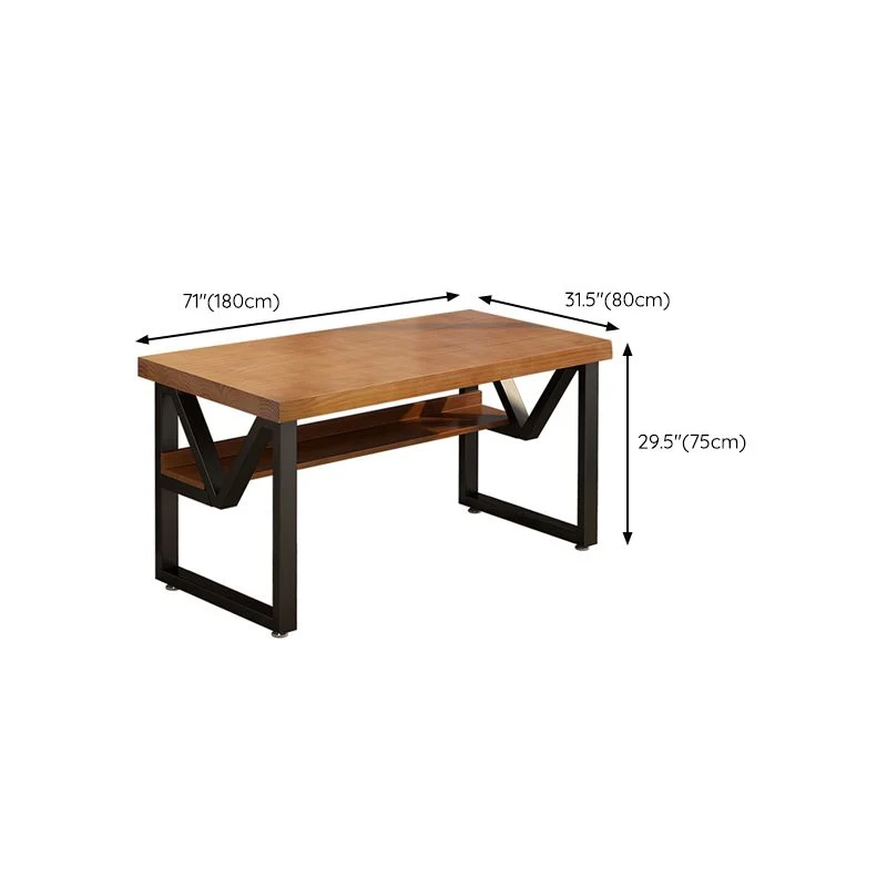 Bureau d'ordinateur rectangulaire contemporain, bureau en bois massif Clearhalo