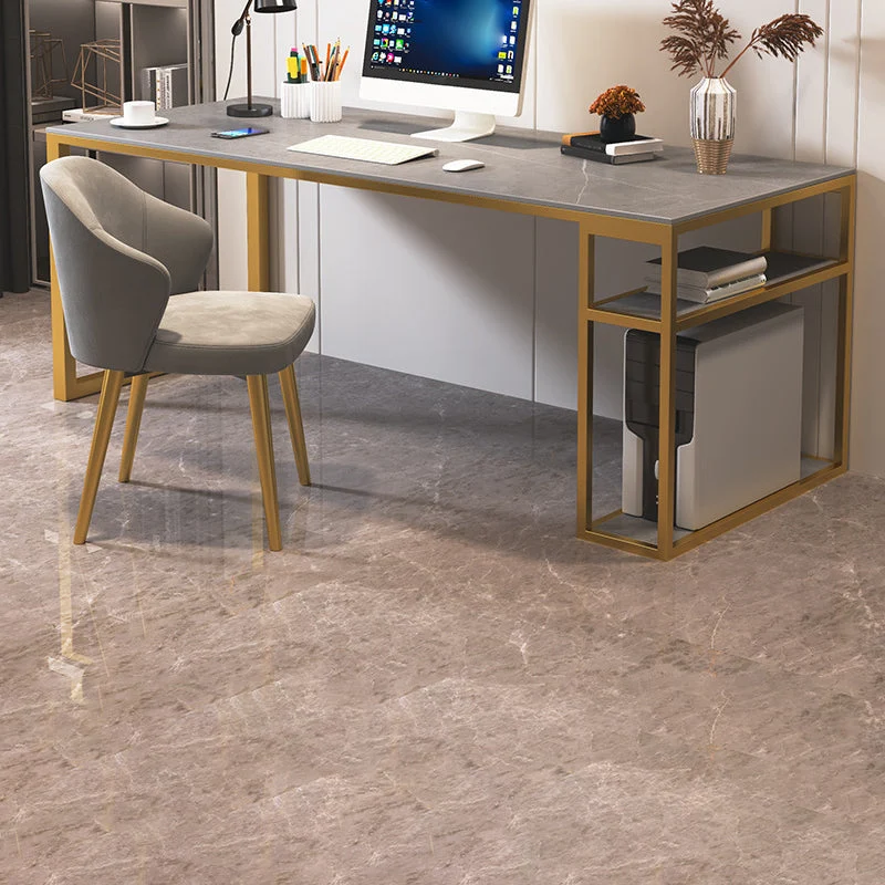 Bureau d'ordinateur rectangulaire contemporain Bureau en pierre avec pieds Clearhalo