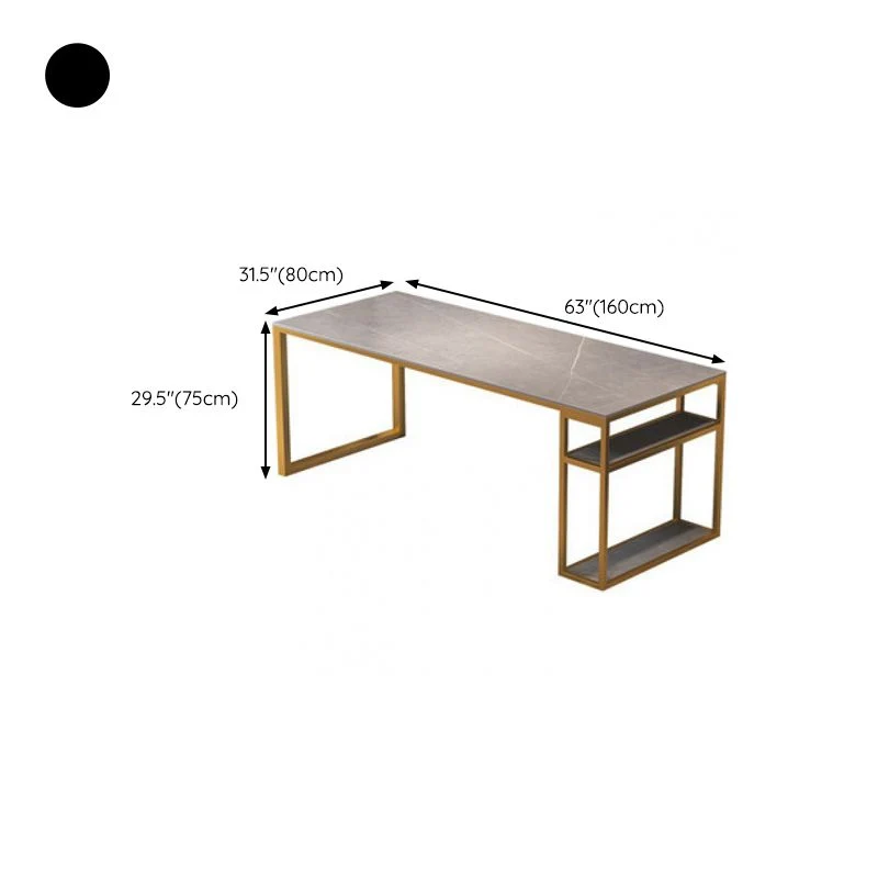 Bureau d'ordinateur rectangulaire contemporain Bureau en pierre avec pieds Clearhalo