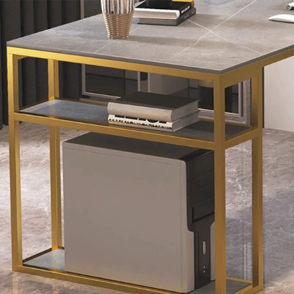 Bureau d'ordinateur rectangulaire contemporain Bureau en pierre avec pieds Clearhalo