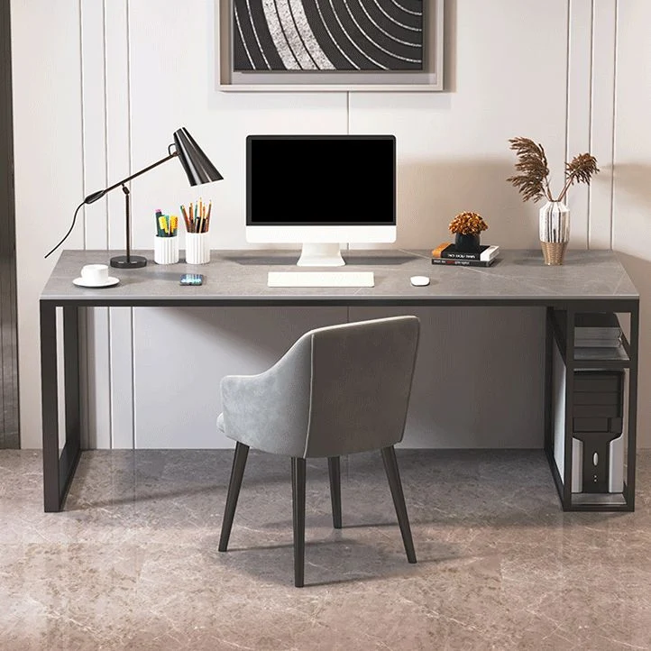 Bureau d'ordinateur rectangulaire contemporain Bureau en pierre avec pieds Clearhalo
